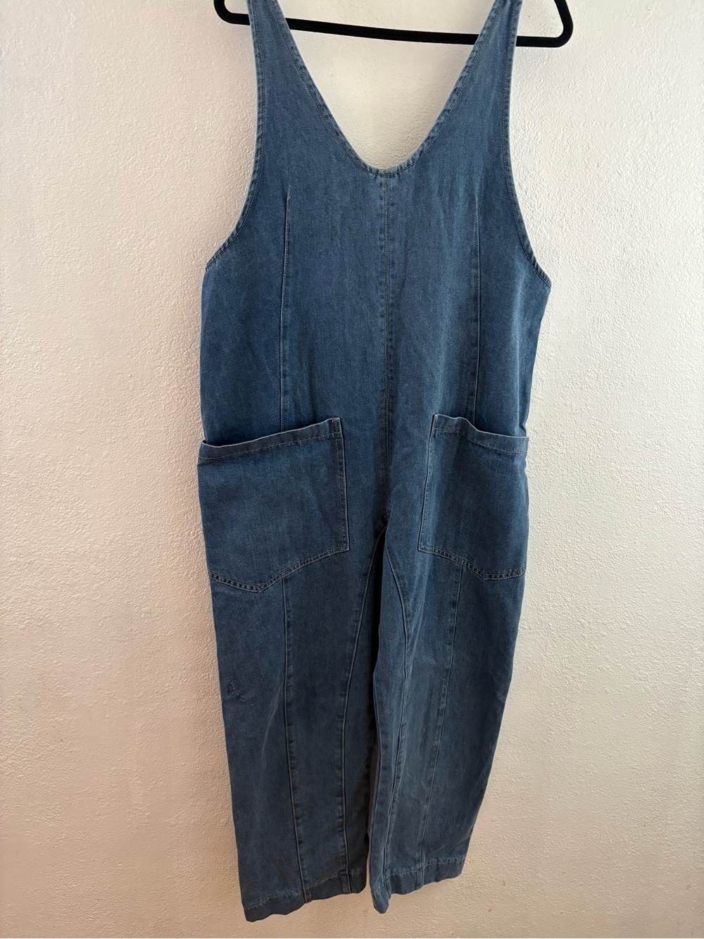 Lovelo High Roller denim jumpsuit relaxed fit cropped ankle-length harem legs M